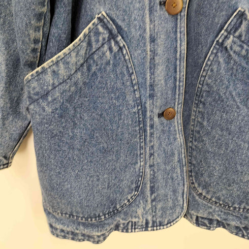 ランズエンド LANDS END 90S 裏地ブランケット 襟 コーデュロイ デニム ハンティング ジャケット レディース import:S
