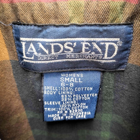 ランズエンド LANDS END 90S 裏地ブランケット 襟 コーデュロイ デニム ハンティング ジャケット レディース import:S