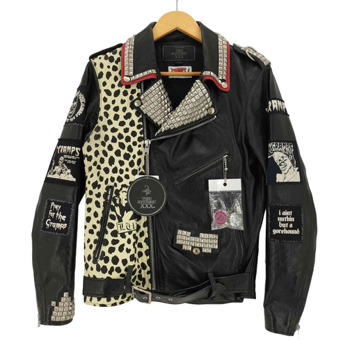 ヒステリックグラマー HYSTERIC GLAMOUR THE HYSTERIC XXX × THE CRAMPS STUDS&PATCH リメイクラムレザーライダースジャケット メンズ S