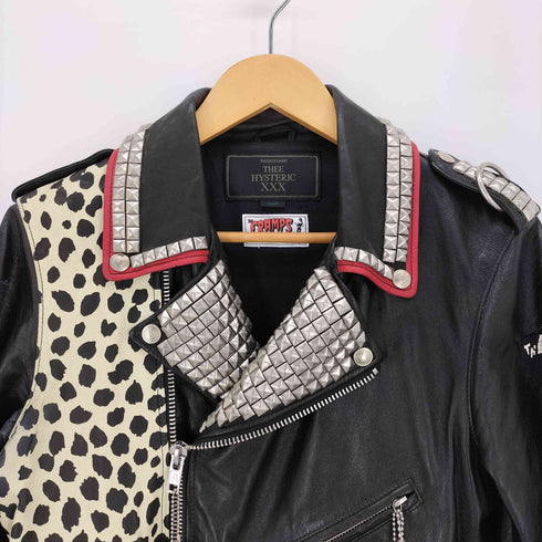 ヒステリックグラマー HYSTERIC GLAMOUR THE HYSTERIC XXX × THE CRAMPS STUDS&PATCH リメイクラムレザーライダースジャケット メンズ S