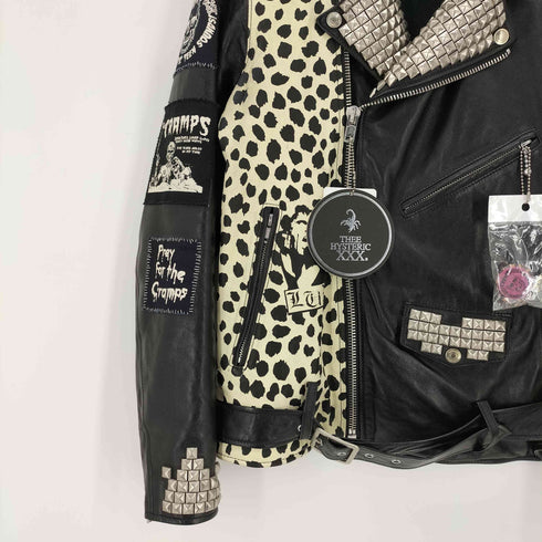 ヒステリックグラマー HYSTERIC GLAMOUR THE HYSTERIC XXX × THE CRAMPS STUDS&PATCH リメイクラムレザーライダースジャケット メンズ S