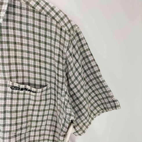 ピコ PIKO 90S ロゴ 刺繍 開襟 オープンカラー 織り S/S チェック シャツ メンズ import:L
