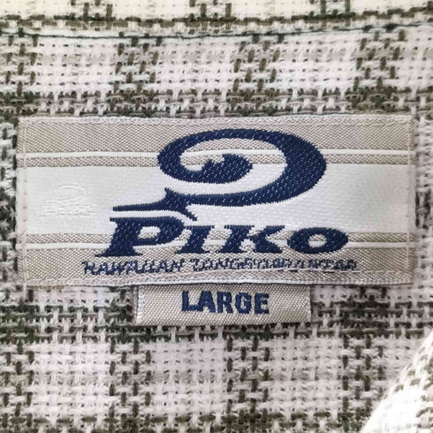 ピコ PIKO 90S ロゴ 刺繍 開襟 オープンカラー 織り S/S チェック シャツ メンズ import:L