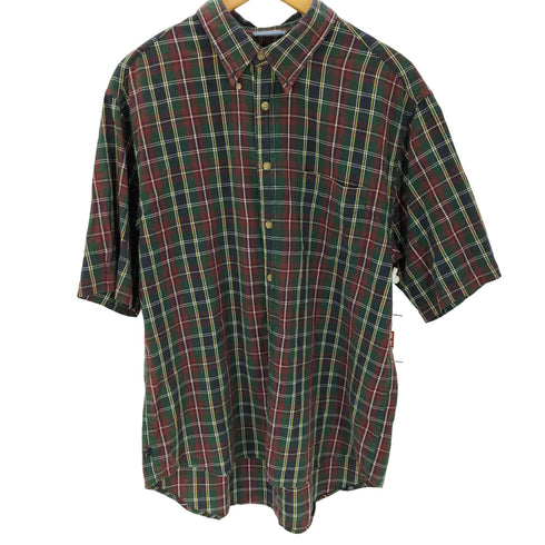 ギャップ Gap 90S OLD 紺タグ S/S タータンチェック B.D. シャツ メンズ import:L