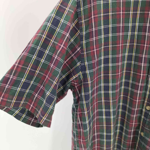 ギャップ Gap 90S OLD 紺タグ S/S タータンチェック B.D. シャツ メンズ import:L