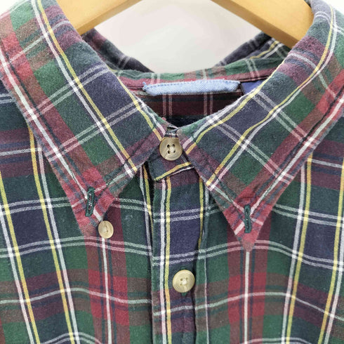 ギャップ Gap 90S OLD 紺タグ S/S タータンチェック B.D. シャツ メンズ import:L