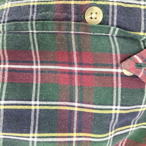 ギャップ Gap 90S OLD 紺タグ S/S タータンチェック B.D. シャツ メンズ import:L