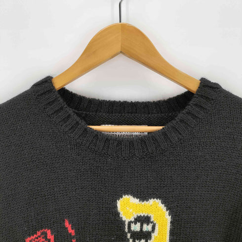 ワコマリア WACKO MARIA 23AW 世界平和プロジェクト INTARSIA CREW NECK SWEATER ヌードレディー ウールニット セーター メンズ JPN:M