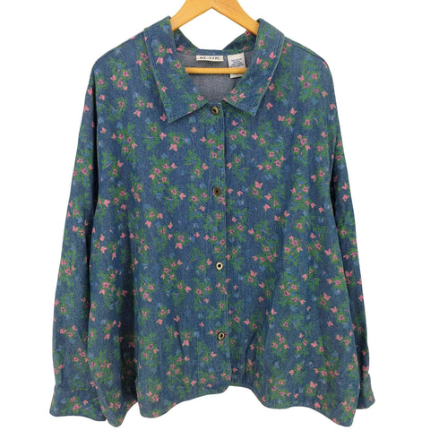 ブレア Blair 花柄デニムジャケット レディース 3XL