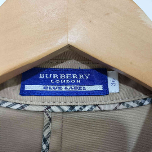 バーバリーブルーレーベル BURBERRY BLUE LABEL 袖裏 パイピング ホース刺繍 ノバチェック フリル 七分袖 ワンピース レディース 36