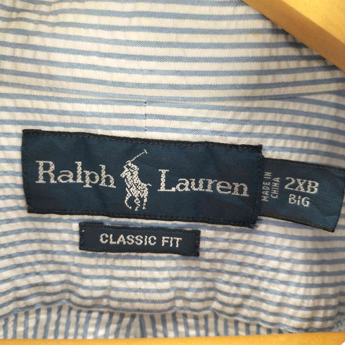 ラルフローレン RALPH LAUREN 90S ポニー 刺繍 シアサッカーストライプ S/S BD シャツ ビッグサイズ メンズ 2XB