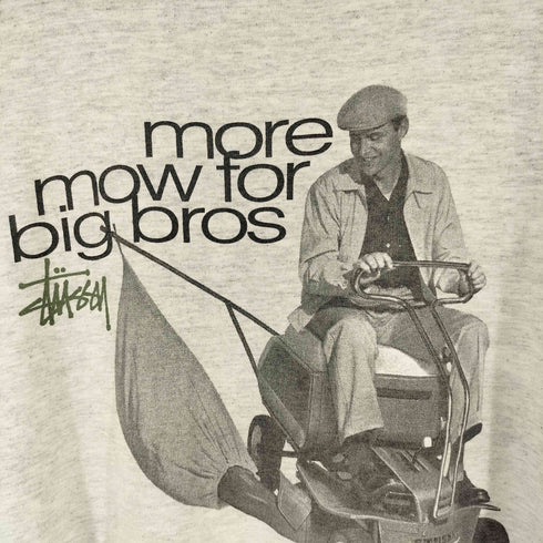 ステューシー Stussy 90s OLD STUSSY オールド ステューシー 白タグ シングルステッチ more mow for big bros フォトプリント Tシャツ メンズ import:L