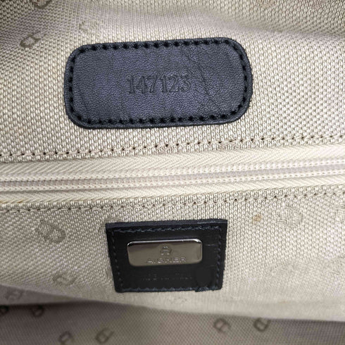 アイグナー AIGNER イタリア製 ロゴ刻印 レザー切替 総柄 鍵付き ボストン バック メンズ