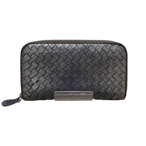 ボッテガヴェネタ BOTTEGA VENETA イタリア製 イントレチャート ラムレザー ラウンドジップ ロング ウォレット 長財布 メンズ