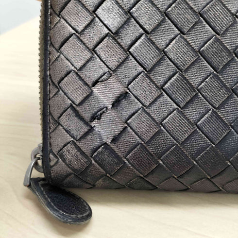 ボッテガヴェネタ BOTTEGA VENETA イタリア製 イントレチャート ラムレザー ラウンドジップ ロング ウォレット 長財布 メンズ