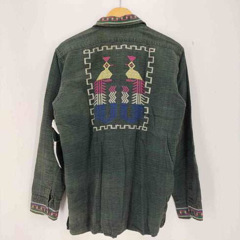 50-60s ネコ目ボタン 4ポケ 刺繍 グアテマラシャツ メンズ