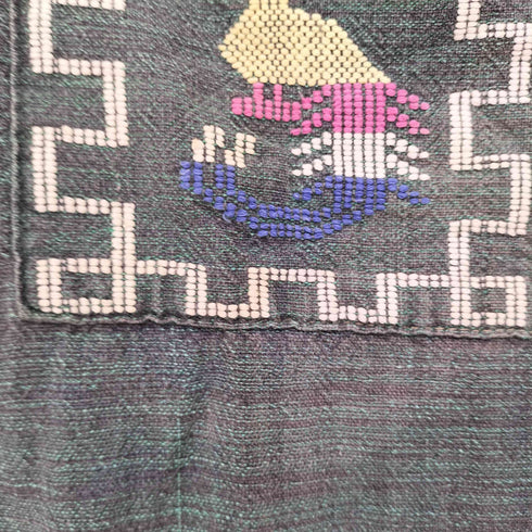 50-60s ネコ目ボタン 4ポケ 刺繍 グアテマラシャツ メンズ