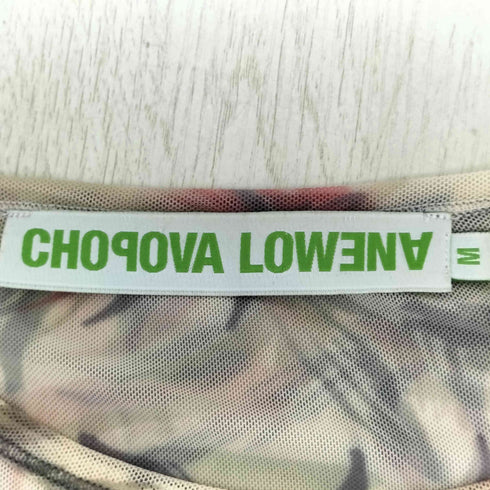 CHOPOVA LOWENA 24SS 総柄切替メッシュトップス セカンドスキン パワーネット レディース import:M