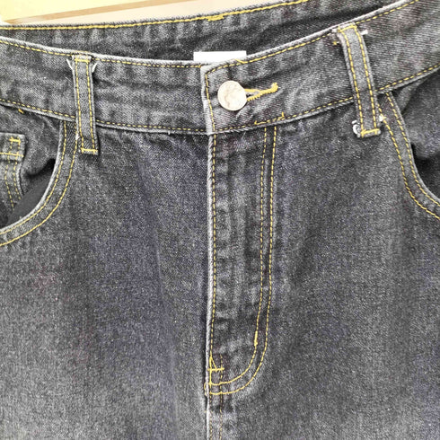 new wave street culture 裾ダメージデザイン ワイドデニムパンツ メンズ US:34-35