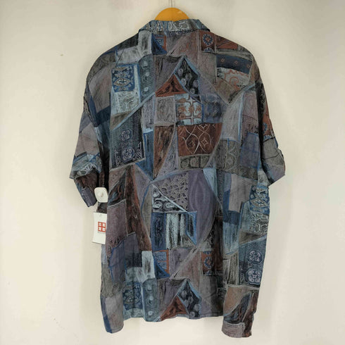 マークスアンドスペンサー MARKS&SPENCER レーヨン100 総柄 S/S 開襟シャツ メンズ import:L