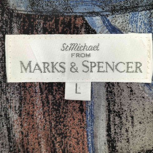 マークスアンドスペンサー MARKS&SPENCER レーヨン100 総柄 S/S 開襟シャツ メンズ import:L