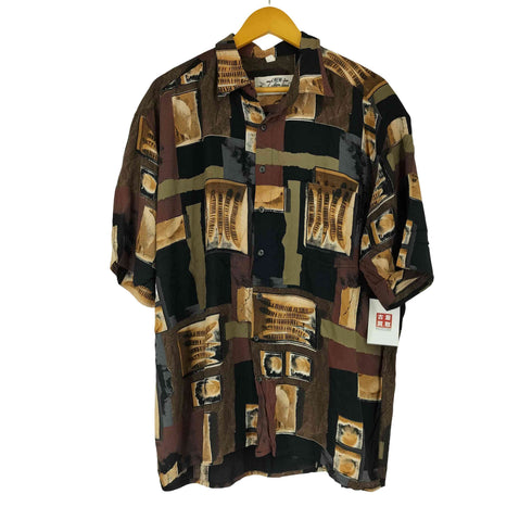 COTTON LINE レーヨン100 総柄 S/S シャツ メンズ import:XL