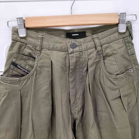 ディーゼル DIESEL 2タック ルーズシルエット トラウザーパンツ メタルロゴ レディース US:23
