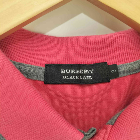 バーバリーブラックレーベル BURBERRY BLACK LABEL ロゴ刺繍 ショートスリーブポロシャツ メンズ JPN:3