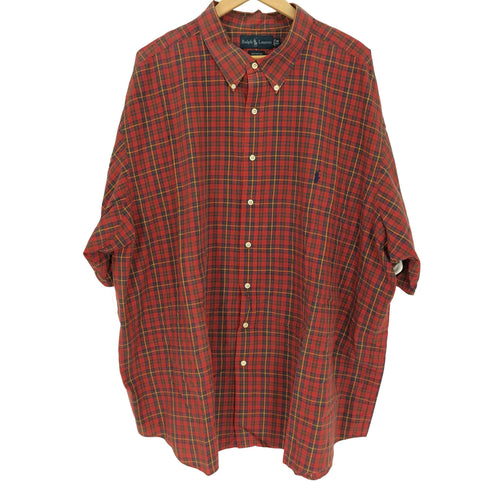 ラルフローレン RALPH LAUREN 90S 香港製 ポニー刺繍 マドラスチェック B.D S/S シャツ メンズ 4X