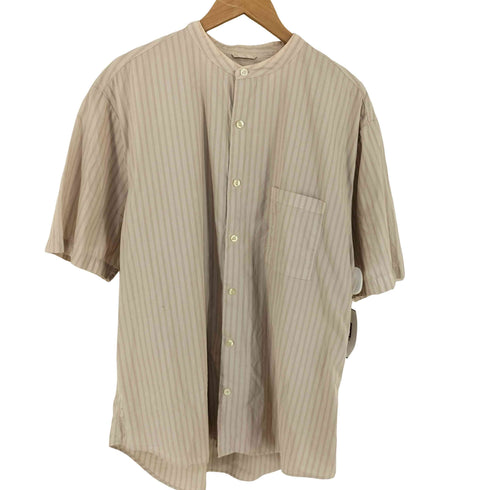 マニュアルアルファベット MANUAL ALPHABET O/D STRIPE LOOSE FIT BAND COLLAR S/S SHT メンズ JPN:3