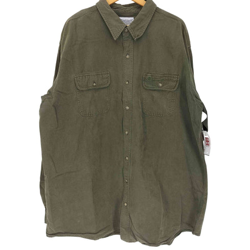 カーハート Carhartt 10AW レギュラーカラー フラップポケット サンドストーン ロゴ刺繍 L/S ワーク ネル シャツ メンズ 3XL