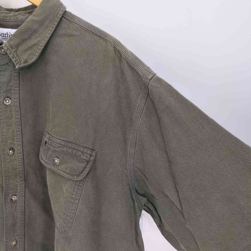 カーハート Carhartt 10AW レギュラーカラー フラップポケット サンドストーン ロゴ刺繍 L/S ワーク ネル シャツ メンズ 3XL