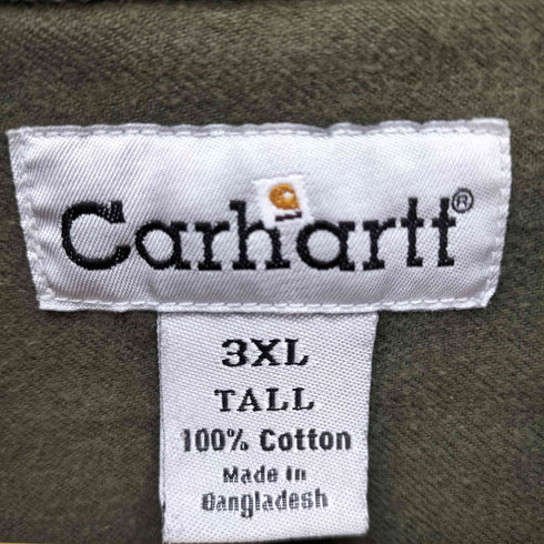 カーハート Carhartt 10AW レギュラーカラー フラップポケット サンドストーン ロゴ刺繍 L/S ワーク ネル シャツ メンズ 3XL