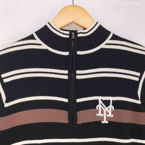 バックトゥザフィールド BACK TO THE FIELD MLB マルチボーダーハーフZIPリブニットワンピース レディース FREE