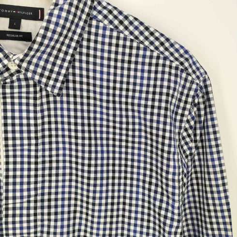 トミーヒルフィガー TOMMY HILFIGER ヘリンボーンギンガムチェック プルオーバーシャツ メンズ import:L