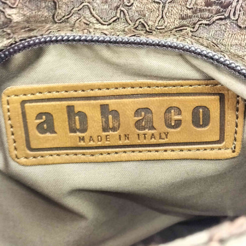 ABBACO イタリア製 花柄 レザー ゴールドジップ ハンドバック レディース