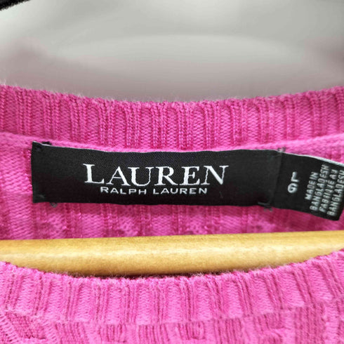 ローレンラルフローレン LAUREN RALPH LAUREN ケーブル編み コットン半袖ニット レディース