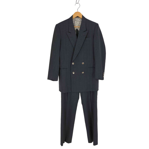 90s ロケットTALON SCABAL ストライプ ダブルブレスト テーラードジャケット タック スラックス メンズ