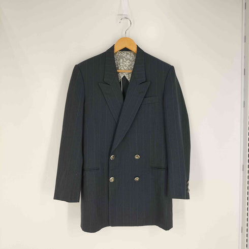 90s ロケットTALON SCABAL ストライプ ダブルブレスト テーラードジャケット タック スラックス メンズ