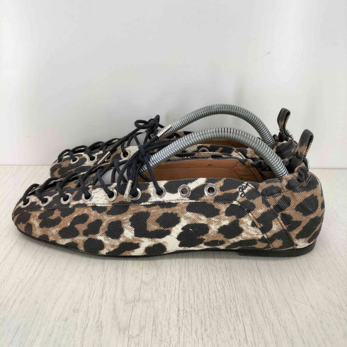 ガニー Ganni Leopard Eyelets Lace Up Ballerina レディース 37
