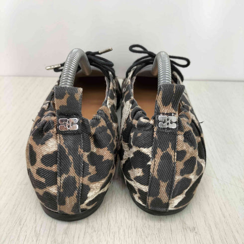 ガニー Ganni Leopard Eyelets Lace Up Ballerina レディース 37