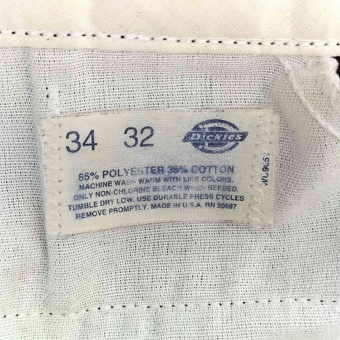 ディッキーズ Dickies 80S USA製 白タグ ウエスト折込 ワークパンツ メンズ 34 32