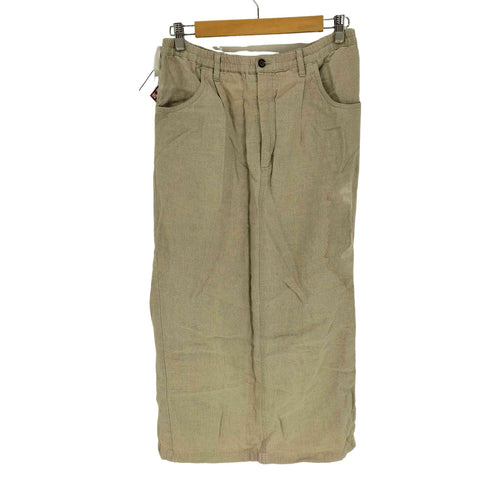 エディーバウアー Eddie Bauer 90S 白タグ 香港製 ジップフライ バッグスリット リネン マキシ スカート レディース JPN:M
