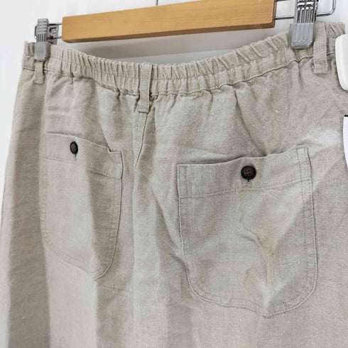 エディーバウアー Eddie Bauer 90S 白タグ 香港製 ジップフライ バッグスリット リネン マキシ スカート レディース JPN:M