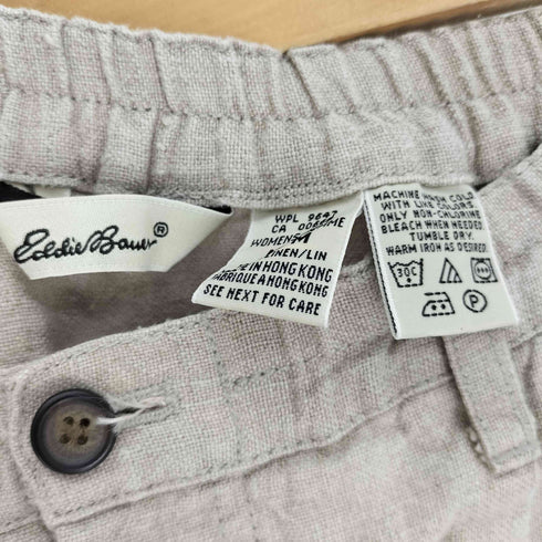 エディーバウアー Eddie Bauer 90S 白タグ 香港製 ジップフライ バッグスリット リネン マキシ スカート レディース JPN:M