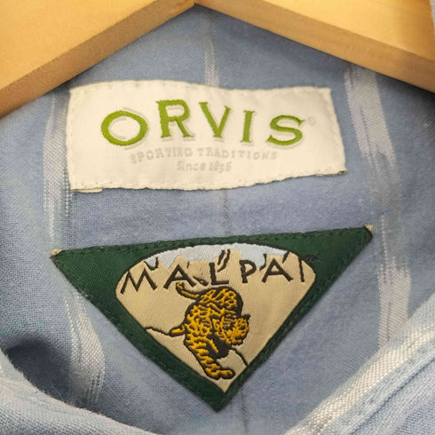オービス ORVIS 90S レギュラーカラー ハーフボタン フラップポケット カットオフ ストライプ プルオーバー L/S シャツ メンズ import:XL