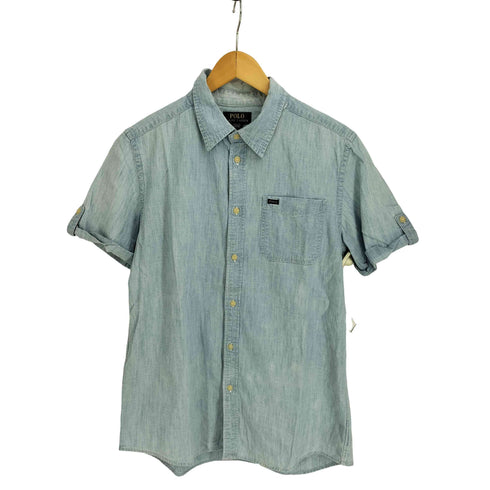 ポロラルフローレン POLO RALPH LAUREN インド製 ロゴパッチ 半袖シャンブレーシャツ メンズ import:XL