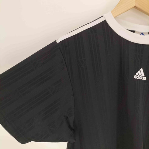 アディダス adidas 90-00S カナダ製 パフォーマンス ロゴ 刺繍 ストライプ柄 S/S Tシャツ メンズ import:L
