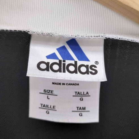 アディダス adidas 90-00S カナダ製 パフォーマンス ロゴ 刺繍 ストライプ柄 S/S Tシャツ メンズ import:L