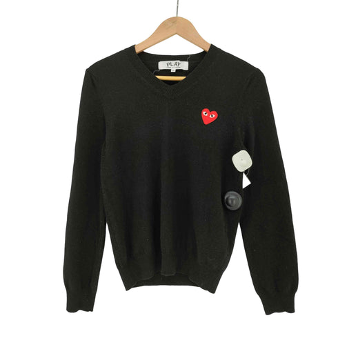 プレイコムデギャルソン PLAY COMME des GARCONS ハート ワッペン Vネック L/S プルオーバー ニット メンズ JPN:M